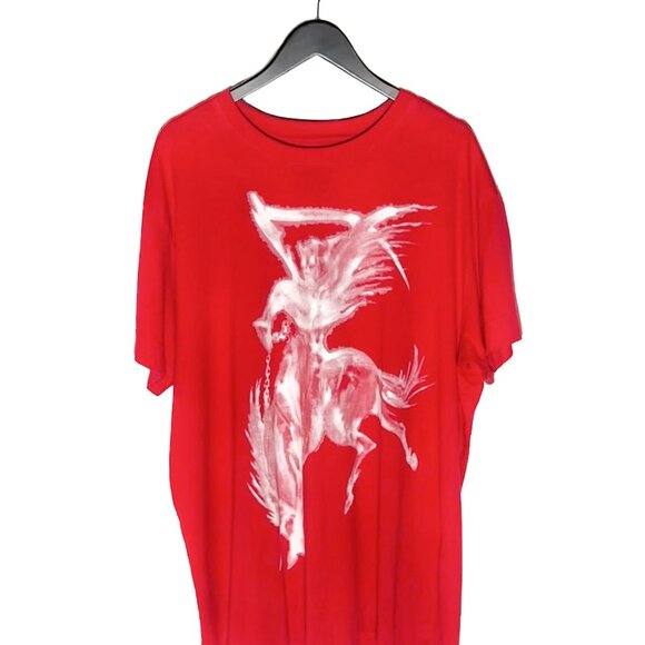 Givenchy SS21 Red Logo Gothic Print Oversized T-shirt - Picture 1 of 9